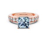 Rose gold Princess Cut Cut Channel Set Diamond Engagement Ring with Four-Prong Setting