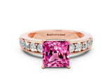 Rose gold Princess Cut Cut Channel Set Diamond Engagement Ring with Four-Prong Setting