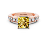 Rose gold Princess Cut Cut Channel Set Diamond Engagement Ring with Four-Prong Setting