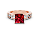 Rose gold Princess Cut Cut Channel Set Diamond Engagement Ring with Four-Prong Setting