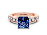 Rose gold Princess Cut Cut Channel Set Diamond Engagement Ring with Four-Prong Setting