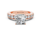 Rose gold Princess Cut Cut Channel Set Diamond Engagement Ring with Four-Prong Setting