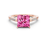 Rose gold Princess Cut Cut Channel Set Solitaire Engagement Ring with Four-Prong Setting
