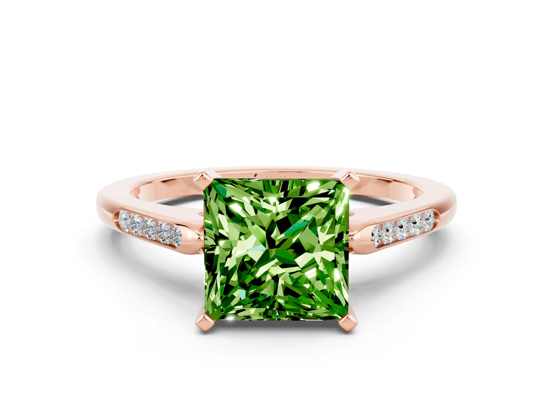Rose gold Princess Cut Cut Channel Set Solitaire Engagement Ring with Four-Prong Setting