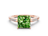Rose gold Princess Cut Cut Channel Set Solitaire Engagement Ring with Four-Prong Setting