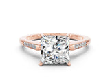 Rose gold Princess Cut Cut Channel Set Solitaire Engagement Ring with Four-Prong Setting
