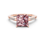 Rose gold Princess Cut Cut Channel Set Solitaire Engagement Ring with Four-Prong Setting