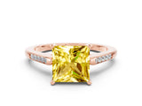 Rose gold Princess Cut Cut Channel Set Solitaire Engagement Ring with Four-Prong Setting