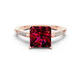Rose gold Princess Cut Cut Channel Set Solitaire Engagement Ring with Four-Prong Setting