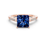 Rose gold Princess Cut Cut Channel Set Solitaire Engagement Ring with Four-Prong Setting