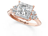 Rose gold Princess Cut Cut Diamond Cluster Ring with Solitaire Band and Four-Prong Setting_16