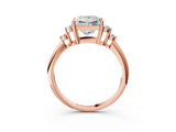 Rose gold Princess Cut Cut Diamond Cluster Ring with Solitaire Band and Four-Prong Setting_18