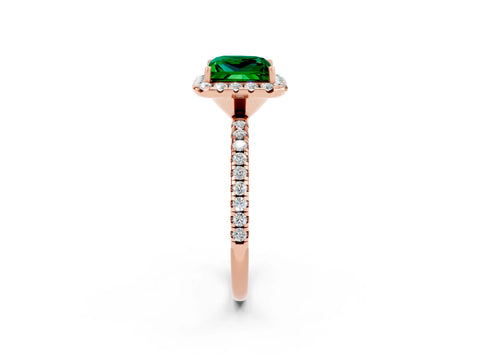 Rose gold Princess Cut Cut Diamond Floral Halo Engagement Ring with Pavé Band and Prong Setting_2