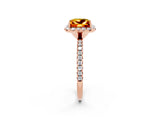 Rose gold Princess Cut Cut Diamond Floral Halo Engagement Ring with Pavé Band and Prong Setting_2