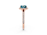 Rose gold Princess Cut Cut Diamond Floral Halo Engagement Ring with Pavé Band and Prong Setting_2