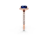 Rose gold Princess Cut Cut Diamond Floral Halo Engagement Ring with Pavé Band and Prong Setting_2