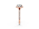 Rose gold Princess Cut Cut Diamond Floral Halo Engagement Ring with Pavé Band and Prong Setting_2