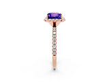 Rose gold Princess Cut Cut Diamond Floral Halo Engagement Ring with Pavé Band and Prong Setting_2