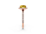 Rose gold Princess Cut Cut Diamond Floral Halo Engagement Ring with Pavé Band and Prong Setting_2