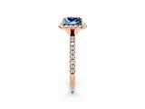 Rose gold Princess Cut Cut Diamond Floral Halo Engagement Ring with Pavé Band and Prong Setting_2