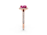 Rose gold Princess Cut Cut Diamond Floral Halo Engagement Ring with Pavé Band and Prong Setting_2