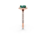 Rose gold Princess Cut Cut Diamond Floral Halo Engagement Ring with Pavé Band and Prong Setting_2