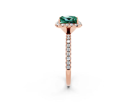 Rose gold Princess Cut Cut Diamond Floral Halo Engagement Ring with Pavé Band and Prong Setting_2