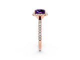 Rose gold Princess Cut Cut Diamond Floral Halo Engagement Ring with Pavé Band and Prong Setting_2