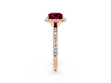 Rose gold Princess Cut Cut Diamond Floral Halo Engagement Ring with Pavé Band and Prong Setting_2