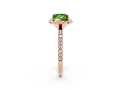 Rose gold Princess Cut Cut Diamond Floral Halo Engagement Ring with Pavé Band and Prong Setting_2