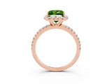 Rose gold Princess Cut Cut Diamond Floral Halo Engagement Ring with Pavé Band and Prong Setting_3