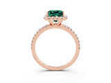 Rose gold Princess Cut Cut Diamond Floral Halo Engagement Ring with Pavé Band and Prong Setting_3