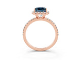 Rose gold Princess Cut Cut Diamond Floral Halo Engagement Ring with Pavé Band and Prong Setting_3