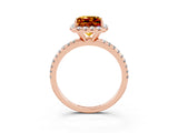 Rose gold Princess Cut Cut Diamond Floral Halo Engagement Ring with Pavé Band and Prong Setting_3