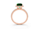 Rose gold Princess Cut Cut Diamond Floral Halo Engagement Ring with Pavé Band and Prong Setting_3