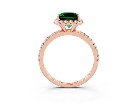 Rose gold Princess Cut Cut Diamond Floral Halo Engagement Ring with Pavé Band and Prong Setting_3