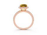 Rose gold Princess Cut Cut Diamond Floral Halo Engagement Ring with Pavé Band and Prong Setting_3