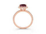Rose gold Princess Cut Cut Diamond Floral Halo Engagement Ring with Pavé Band and Prong Setting_3