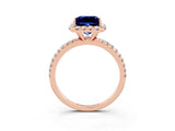 Rose gold Princess Cut Cut Diamond Floral Halo Engagement Ring with Pavé Band and Prong Setting_3
