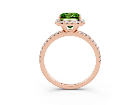 Rose gold Princess Cut Cut Diamond Floral Halo Engagement Ring with Pavé Band and Prong Setting_3