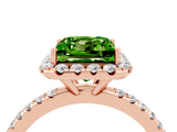 Rose gold Princess Cut Cut Diamond Floral Halo Engagement Ring with Pavé Band and Prong Setting_4