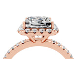 Rose gold Princess Cut Cut Diamond Floral Halo Engagement Ring with Pavé Band and Prong Setting_4