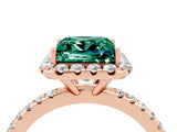 Rose gold Princess Cut Cut Diamond Floral Halo Engagement Ring with Pavé Band and Prong Setting_4