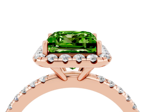 Rose gold Princess Cut Cut Diamond Floral Halo Engagement Ring with Pavé Band and Prong Setting_4