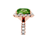 Rose gold Princess Cut Cut Diamond Floral Halo Engagement Ring with Pavé Band and Prong Setting_5