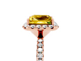 Rose gold Princess Cut Cut Diamond Floral Halo Engagement Ring with Pavé Band and Prong Setting_5