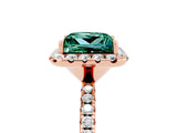 Rose gold Princess Cut Cut Diamond Floral Halo Engagement Ring with Pavé Band and Prong Setting_5