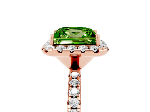 Rose gold Princess Cut Cut Diamond Floral Halo Engagement Ring with Pavé Band and Prong Setting_5