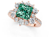 Rose gold Princess Cut Cut Diamond Floral Halo Pave Band with Prong Setting_1