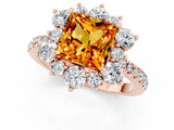 Rose gold Princess Cut Cut Diamond Floral Halo Pave Band with Prong Setting_1
